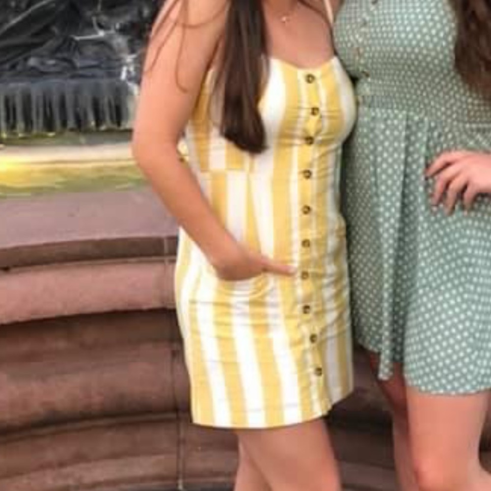 Forever 21 Yellow Striped Dress